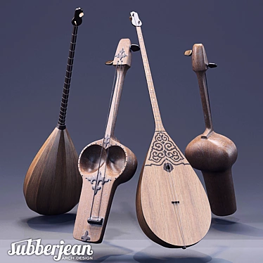 Title: Kazakh Melody Masters: Dombra & Kobyz 3D model image 1 