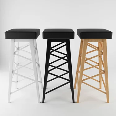 Modern Metal Bar Stool 3D model image 1 