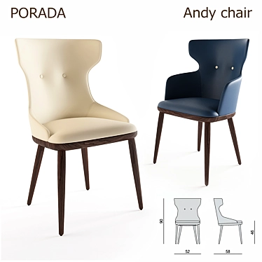 Sleek and Sophisticated: Porada Andy Chair 3D model image 1 