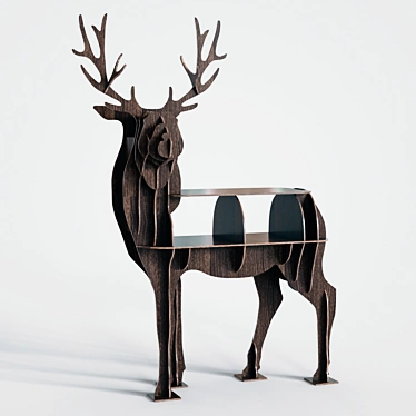 Wooden Deer Shaped Shelf 3D model image 1 