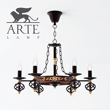 Classic CARTWHEEL Chandelier: Arte Lamp A4550LM-6CK 3D model image 1 