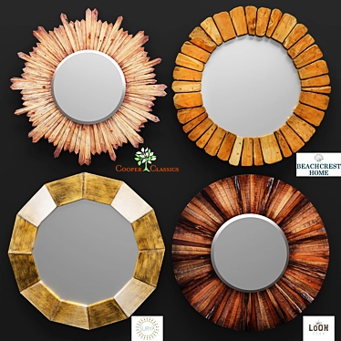 Elegant Mirror Set: Catherine, Round, Willow & Clearmont 3D model image 1 