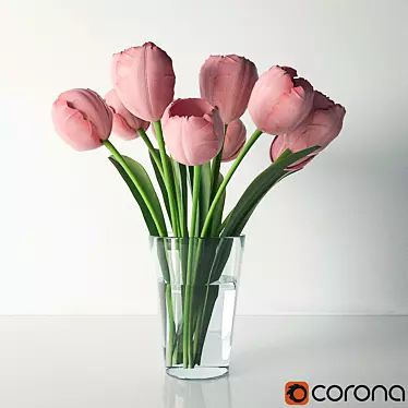Elegant Tulips in a Vase 3D model image 1 