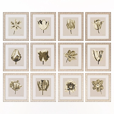 Title: Watercolour Tulips in Sepia 3D model image 1 