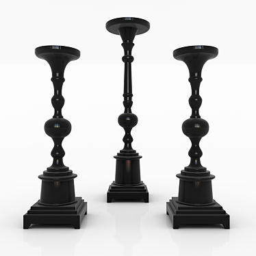 Elegant Set of 3 Candlestands 3D model image 1 