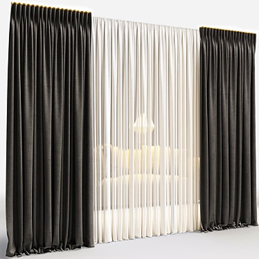 Polyester Curtains 230x152 - Colorful and Durable 3D model image 1 