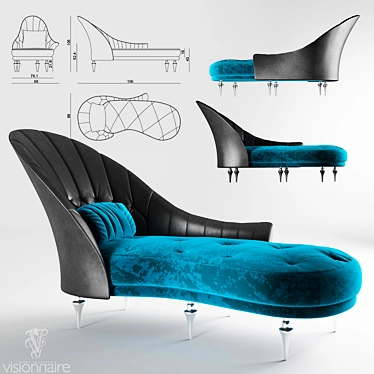 Elegant Chaise Ottoman by Visionnaire 3D model image 1 