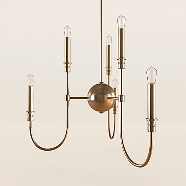 Modern Brass Chandelier 3D model image 1 