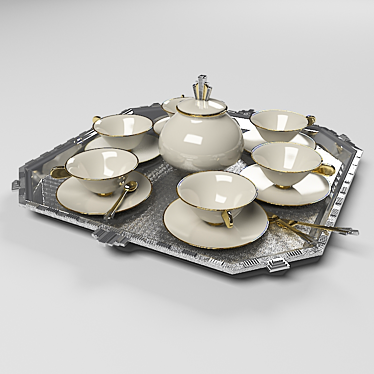 Elegant Art Deco Coffee Set 3D model image 1 