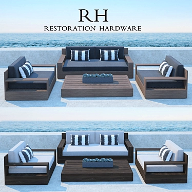 Luxury Marbella Teak Sofa 3D model image 1 