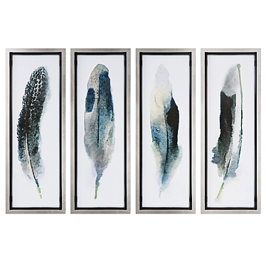 Feathered Beauty Wall Art: Set of 4 3D model image 1 