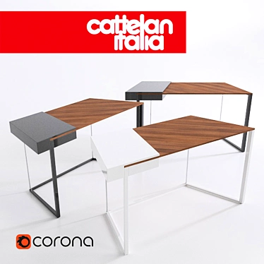 Sleek Cattelan Italia Clarion Desk 3D model image 1 