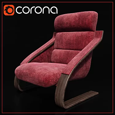 Red Velvet Lounge Chair 3D model image 1 