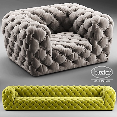 Luxury Chester Moon Sofa and Chair 3D model image 1 