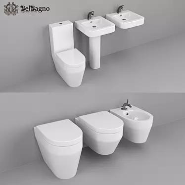 BelBagno Genius Collection - Stylish Porcelain Bathroom Set 3D model image 1 