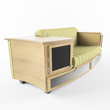 Wooden Armrest Sofa 3D model image 1 