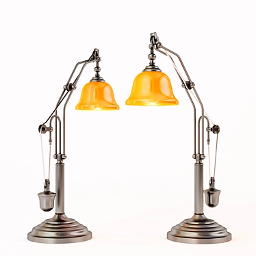 Cosmo Steel Table Lamp with Amber Glass Shade 3D model image 1 