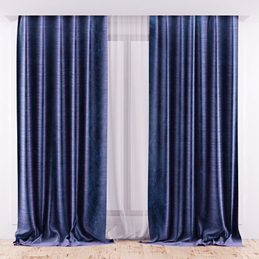 Silk Curtains Set with Additional Textures 3D model image 1 