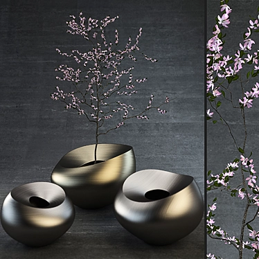 Pink Tree Decorative Vases - Exquisite Detail 3D model image 1 