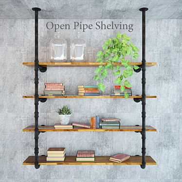 Industrial Pipe Shelves 3D model image 1 