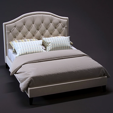 Modern Tufted Bedframe: Stylish Elegance 3D model image 1 