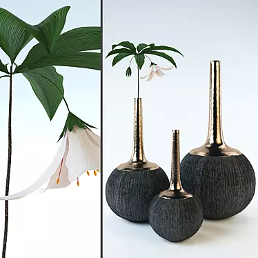 Elegant Floral Vases: the Perfect Home Decor 3D model image 1 