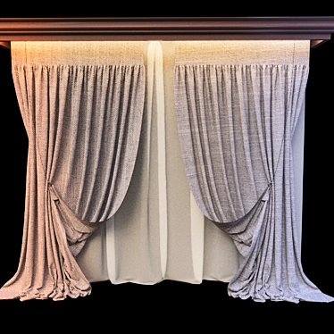 Elegant Window Curtains 3D model image 1 