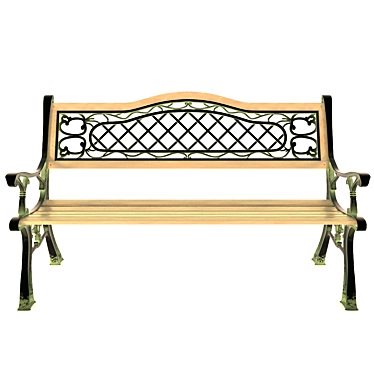 Classic Cast Iron Garden Bench 3D model image 1 