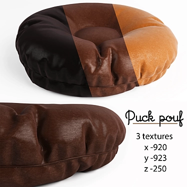 Leather Puck Pouf - Stylish and Versatile 3D model image 1 
