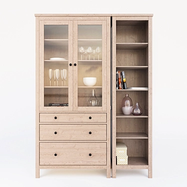 Hemnes Display Cabinet with Drawers Tall and Elegant Storage Solution Stylish Hemnes Shelving Unit Versatile and Space 3D model image 1 