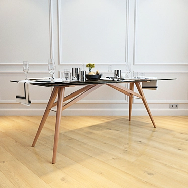 Vintage-Inspired Rustic Jensen Dining Table 3D model image 1 