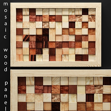 Wood Mosaic Panel: Exquisite Artistry 3D model image 1 