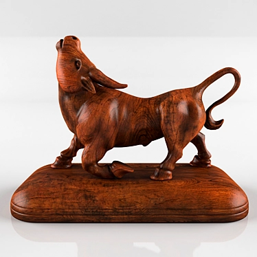 Wooden Bull Figurine 3D model image 1 