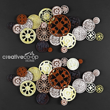 Decorative Metal Panel with Buttons 3D model image 1 