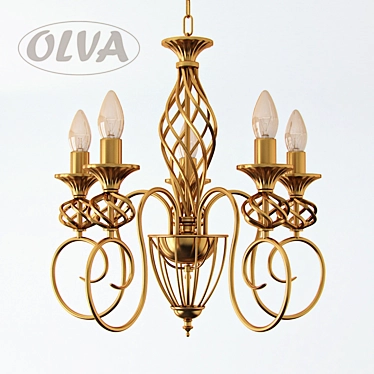 Elegant Ivory and Antique Bronze Chandelier 3D model image 1 