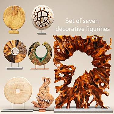 Set of 7 Decorative Figurines 3D model image 1 