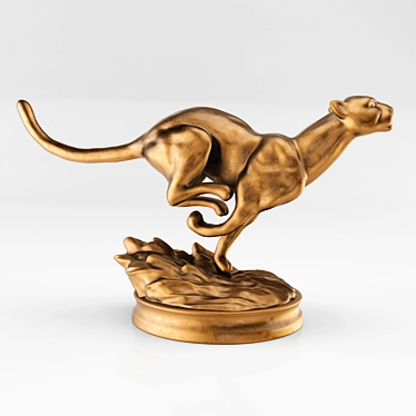 Graceful Bronze Cheetah Figurine 3D model image 1 