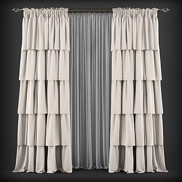 Modern Style Curtains 3D model image 1 