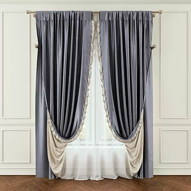 Elegant Lace-Trimmed Blind 3D model image 1 