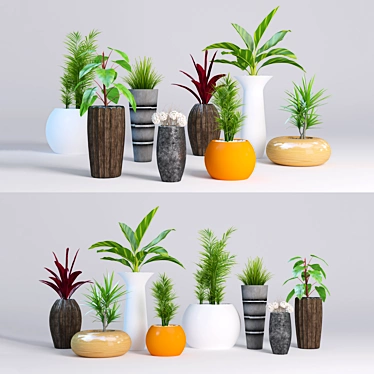 Contemporary Garden Design: Pots, Palms & More! 3D model image 1 