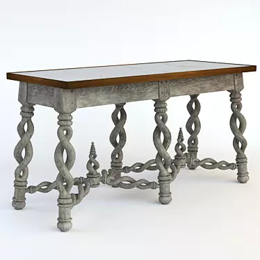 Rustic Oak Console Table 3D model image 1 