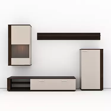 Zegen Ternie: Modular TV System in Glossy Chocolate Wood Finish 3D model image 1 