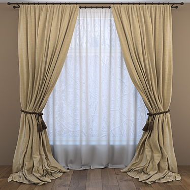 Elegant Window Curtains 3D model image 1 