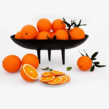 Elegant Citrus Display: Oranges in Vase 3D model image 1 