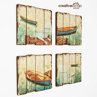 Wooden Panel Set - 4 Designs 3D model image 1 