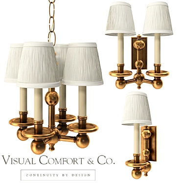 Elegant Brass Pimlico Lighting Set 3D model image 1 