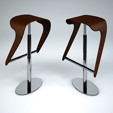 Chic Wood and Chrome Bar Stool 3D model image 1 
