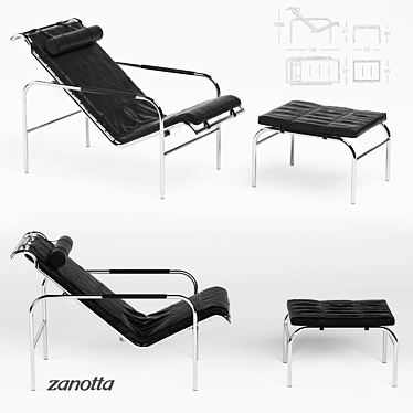 Elegant Genni Chaise Lounge 3D model image 1 