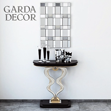 Elegant Garda Decor Console with Mirror and Crystal Accents 3D model image 1 