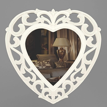 Heart-shaped Carved Mirror 3D model image 1 